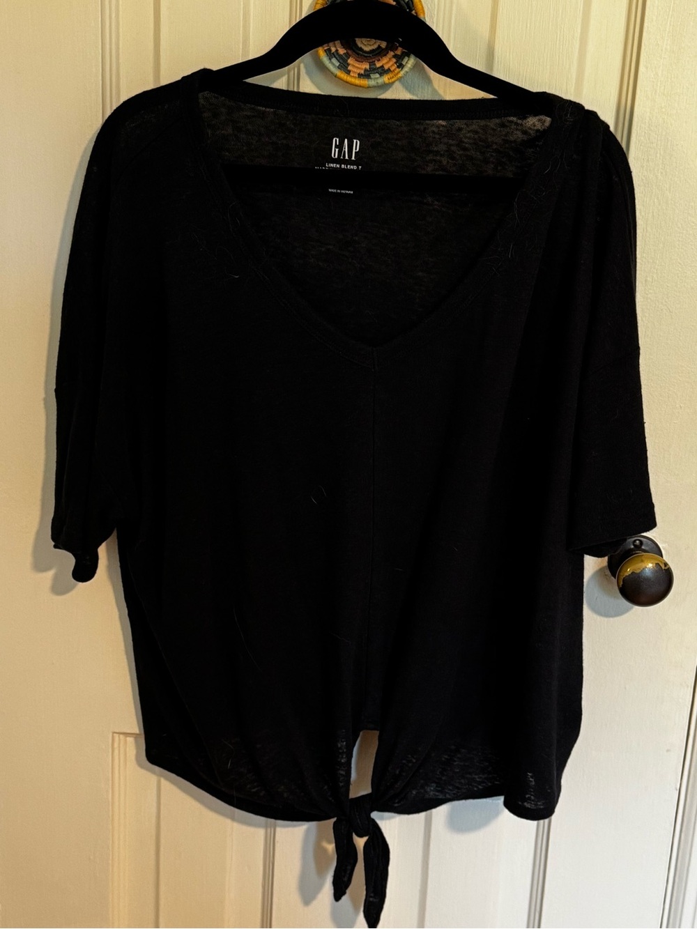 Gap short sleeve tie front top M